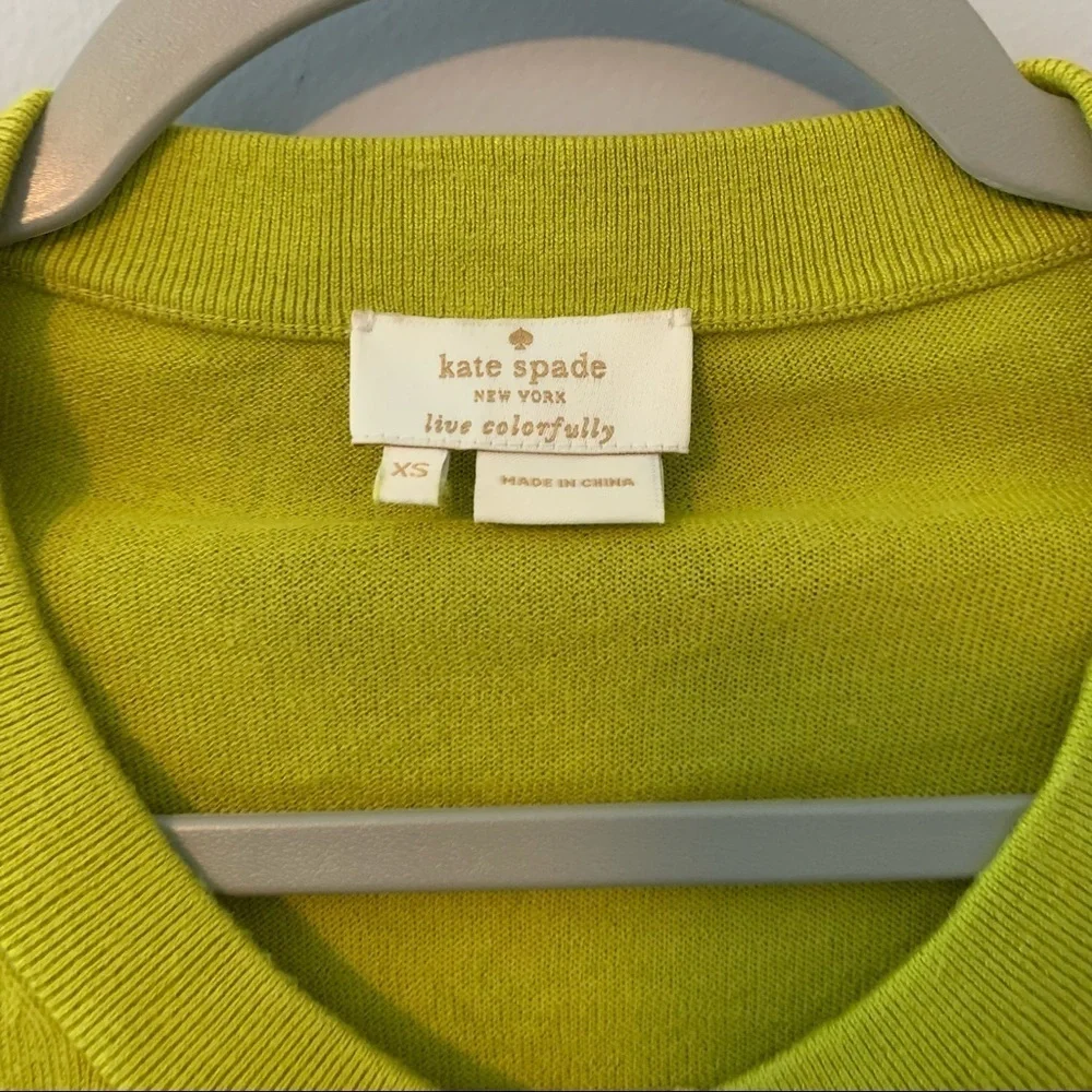 Women’s Kate Spade green silk blend button front Jeremy cardigan sweater size XS